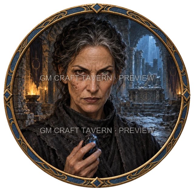 Aperçu de token de sorcier maléfique vu du dessus