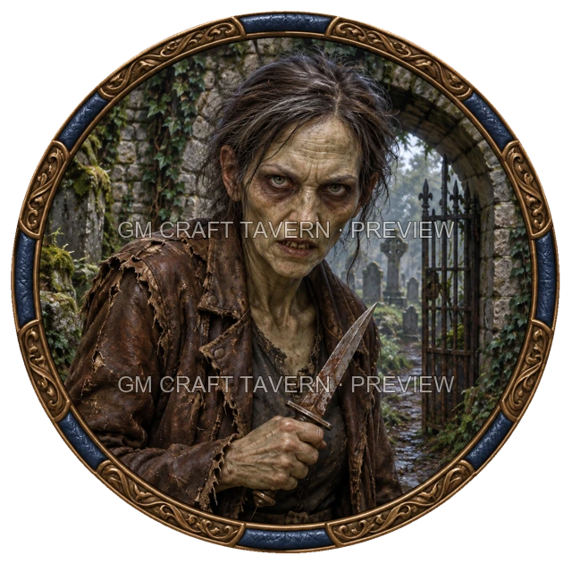 Aperçu de token de bandit mort-vivant vu du dessus