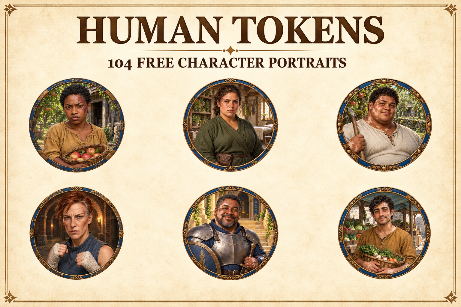 Aperçu du produit : tokens gratuits de personnages humains 1