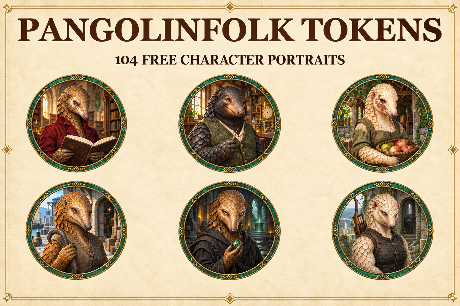 Aperçu du produit Tokens de personnage gratuits de pangolinsfolk 1
