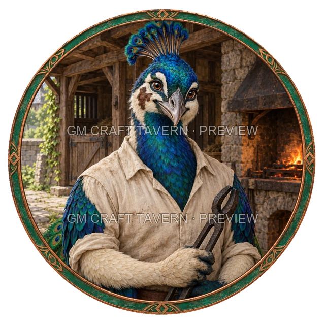 Varka Westmere - aperçu de token de forgeron vu du dessus