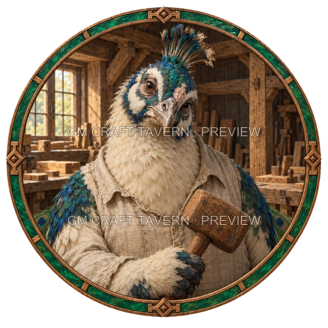 Morga Oakbend - aperçu de token d’artisan vu du dessus