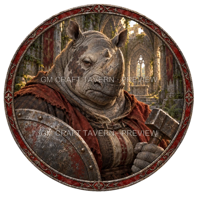 Aperçu du token vu du dessus de Grom Mossridge - Paladin