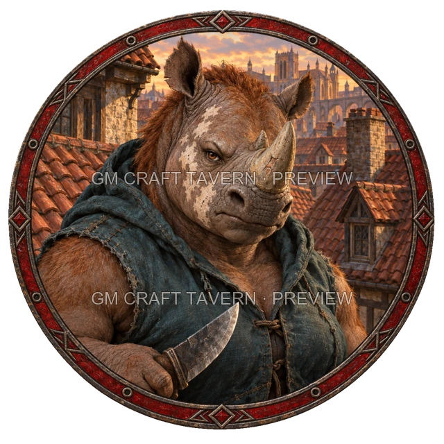 Aperçu du token vu du dessus de Grom Duskford - Roublard