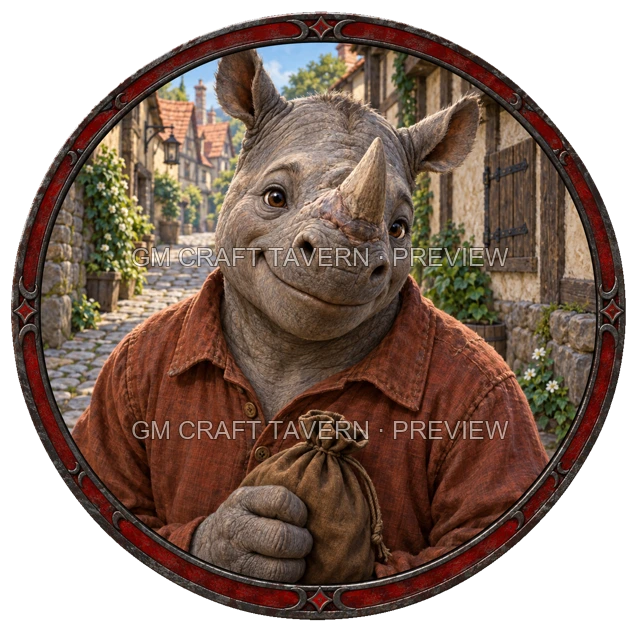 Varka Deepgrove - aperçu de token de villageois vu du dessus