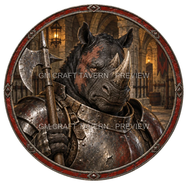 Varka Redcliff - aperçu de token de combattant vu du dessus
