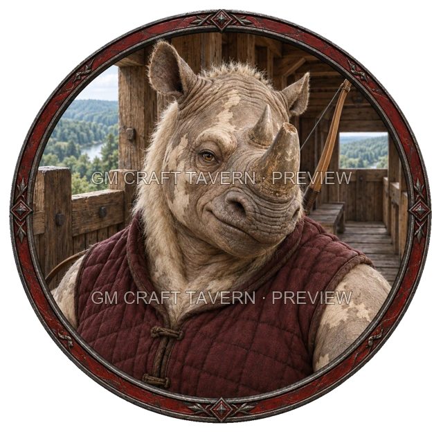 Urdan Redcliff - aperçu de token de combattant vu du dessus