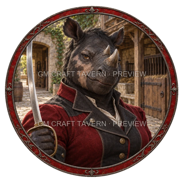 Grom Clearwell - aperçu de token de combattant vu du dessus