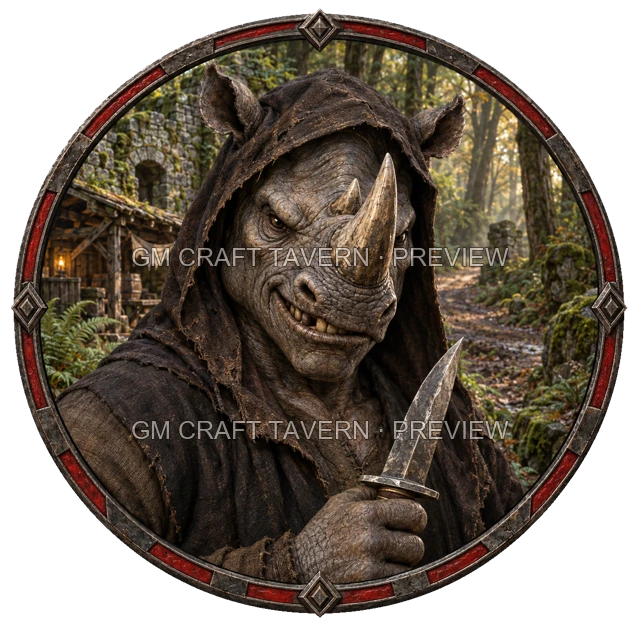 Aperçu de token de brigand de grand chemin vu du dessus