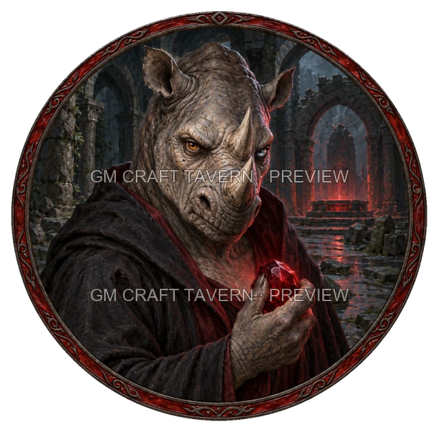 Aperçu de token de sorcier maléfique vu du dessus