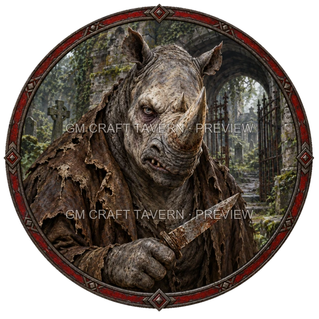 Aperçu de token de bandit mort-vivant vu du dessus