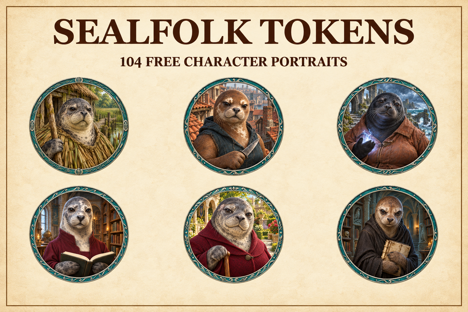 Aperçu du produit Tokens de personnage phoquefolk gratuits 1