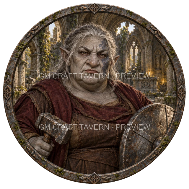 Aperçu du token vu du dessus de Grom Mossridge - Paladin