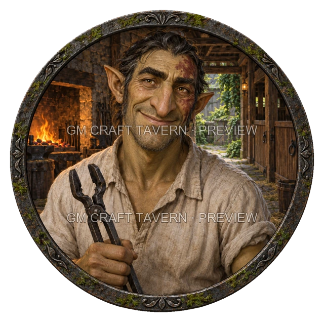 Varka Westmere - aperçu de token de forgeron vu du dessus