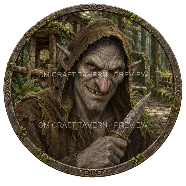 Aperçu de token de brigand de grand chemin vu du dessus