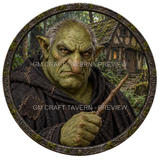 Aperçu de token de sorcière maléfique vu du dessus