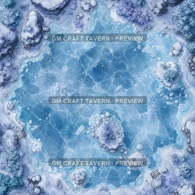 Aperçu de la battlemap Centre du lac gelé