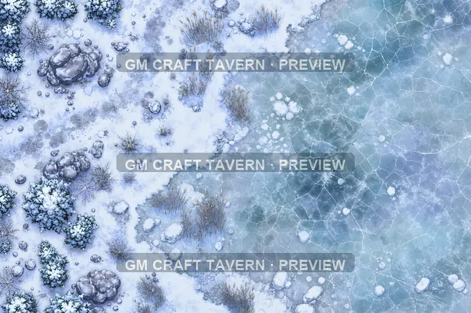 Aperçu de la battlemap Rive enneigée du lac
