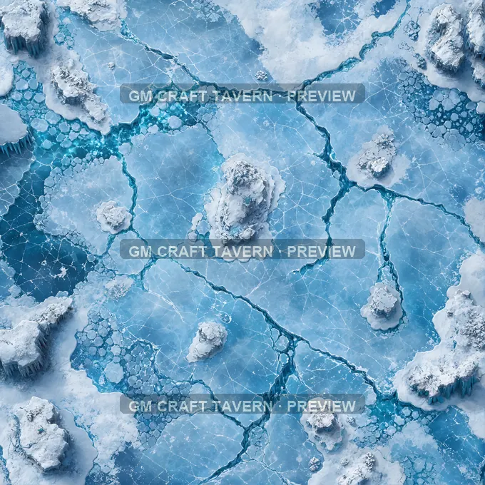 Aperçu de la battlemap Lac géant fissuré