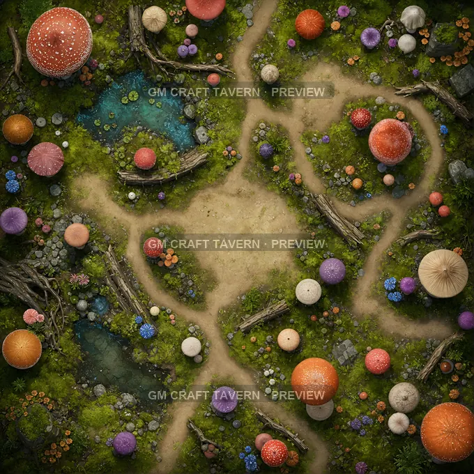 Giant Mushroom Grove battlemap preview
