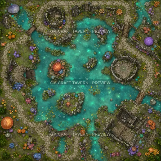 Glowing Spore Lake battlemap preview