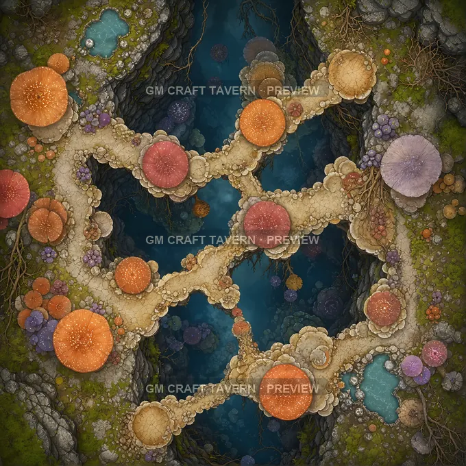 Fungal Bridge Chasm battlemap preview
