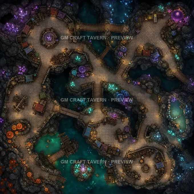 Underdark Trade Outpost battlemap preview