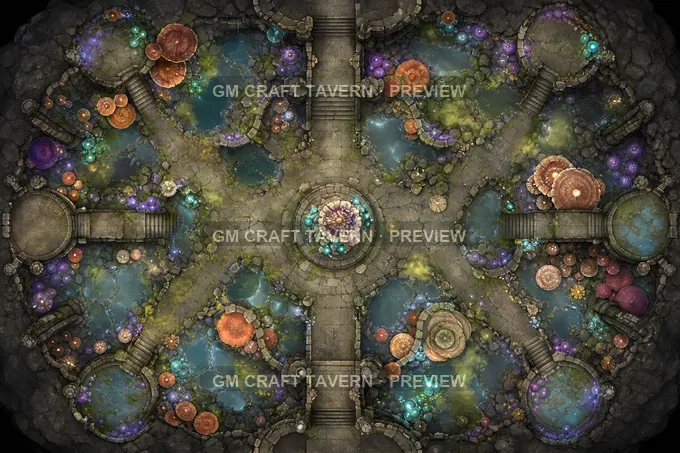 Sporefall Chamber battlemap preview