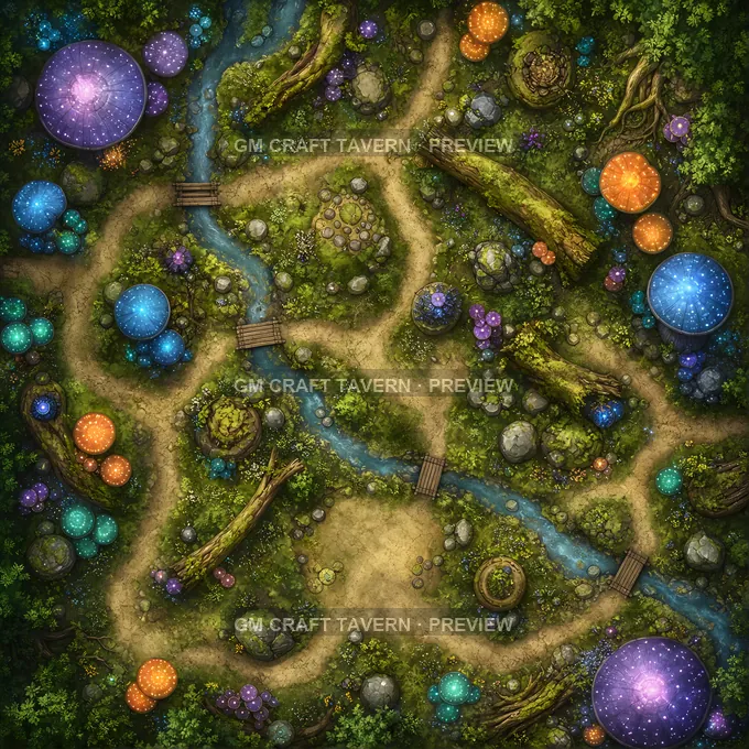 Glowing Cap Forest battlemap preview