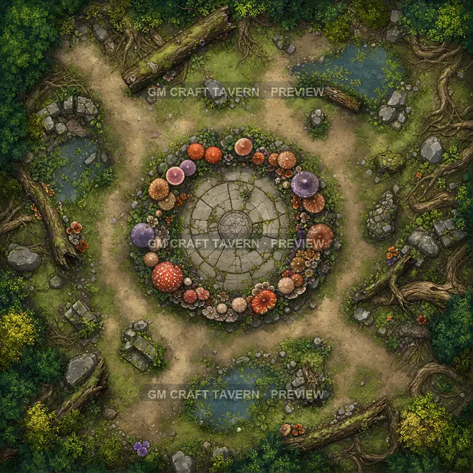 Mushroom Ring Altar battlemap preview