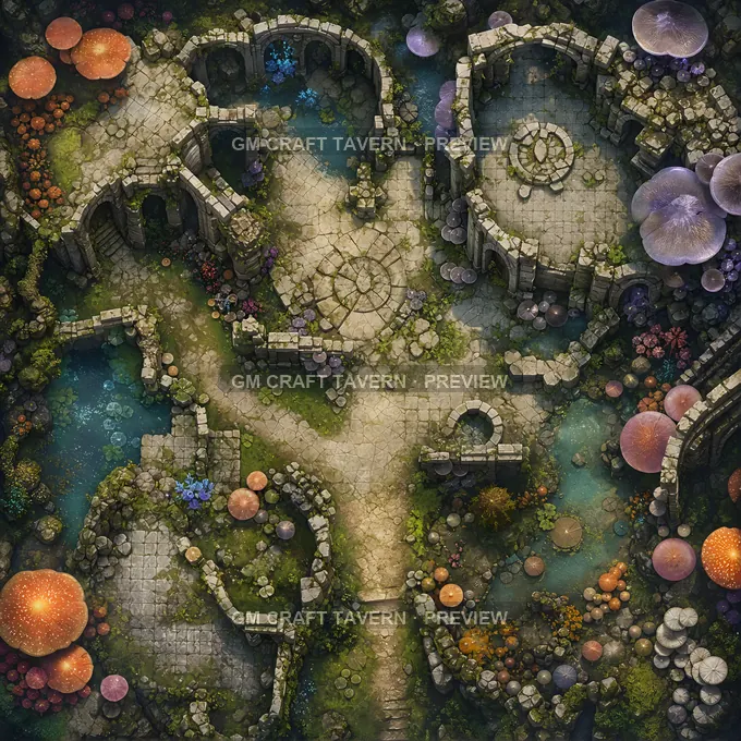 Fungal Ruins battlemap preview