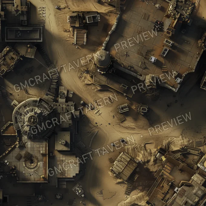 Ghost Town On Another Planet battlemap preview