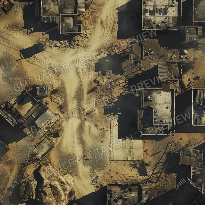 Ghost Town On Another Planet battlemap preview