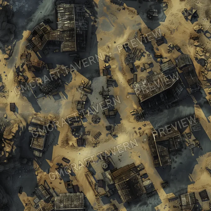 Ghost Town On Another Planet battlemap preview