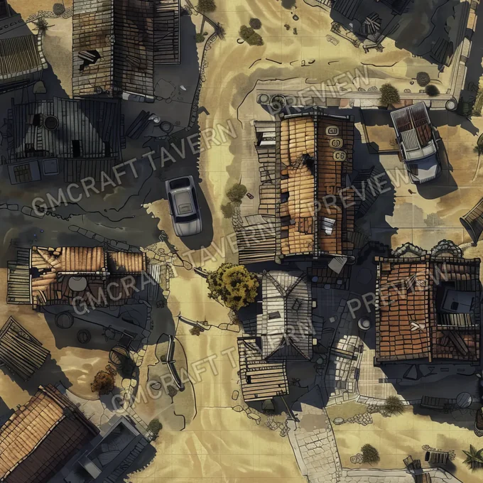 Ghost Town On Another Planet battlemap preview