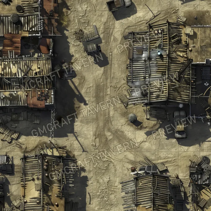 Ghost Town On Another Planet battlemap preview