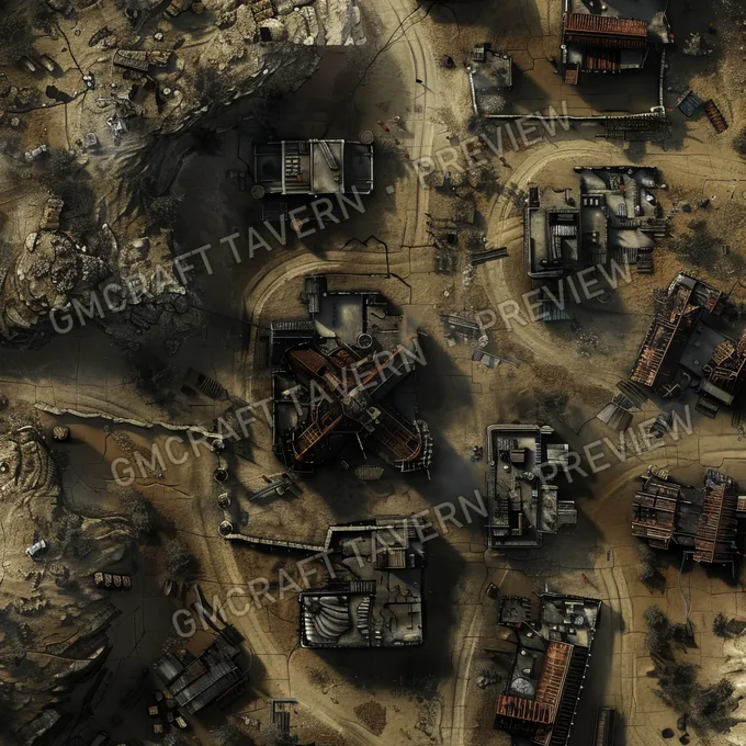 Ghost Town On Another Planet battlemap preview