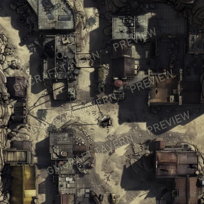 Ghost Town On Another Planet battlemap preview