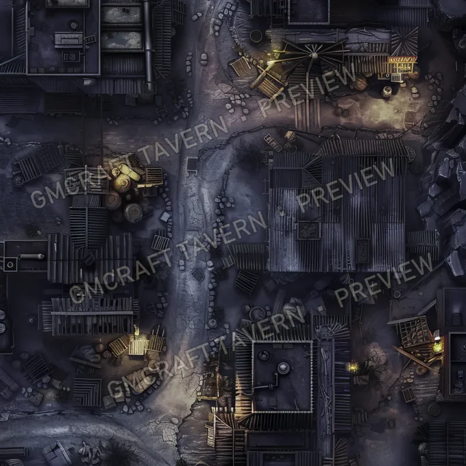 Ghost Town On Another Planet battlemap preview