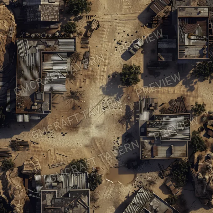 Ghost Town On Another Planet battlemap preview