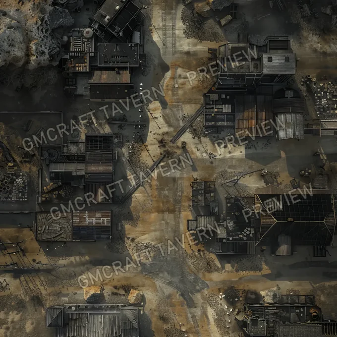 Ghost Town On Another Planet battlemap preview