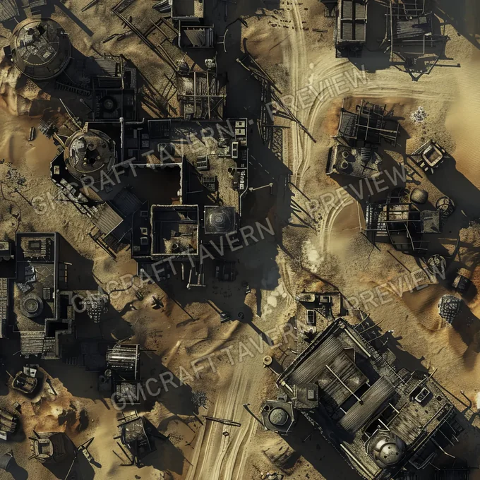 Ghost Town On Another Planet battlemap preview