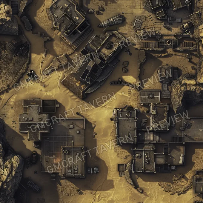Ghost Town On Another Planet battlemap preview