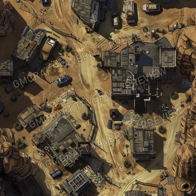 Ghost Town On Another Planet battlemap preview
