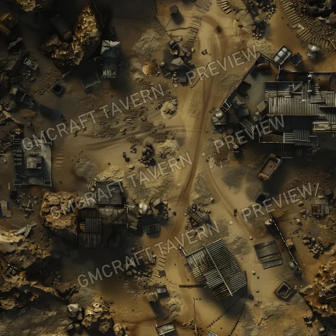 Ghost Town On Another Planet battlemap preview