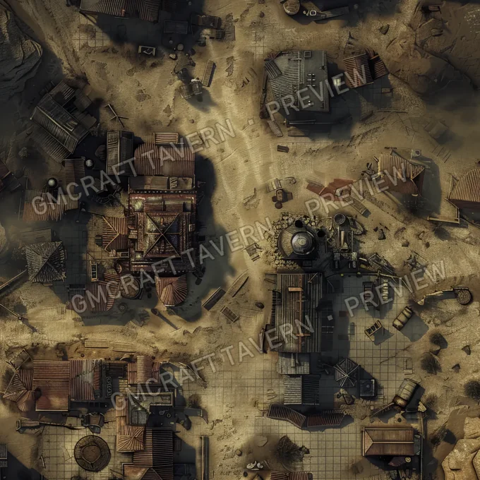 Ghost Town On Another Planet battlemap preview