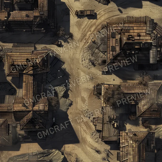 Ghost Town On Another Planet battlemap preview