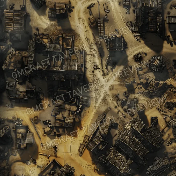Ghost Town Swallowed By Shifting battlemap preview