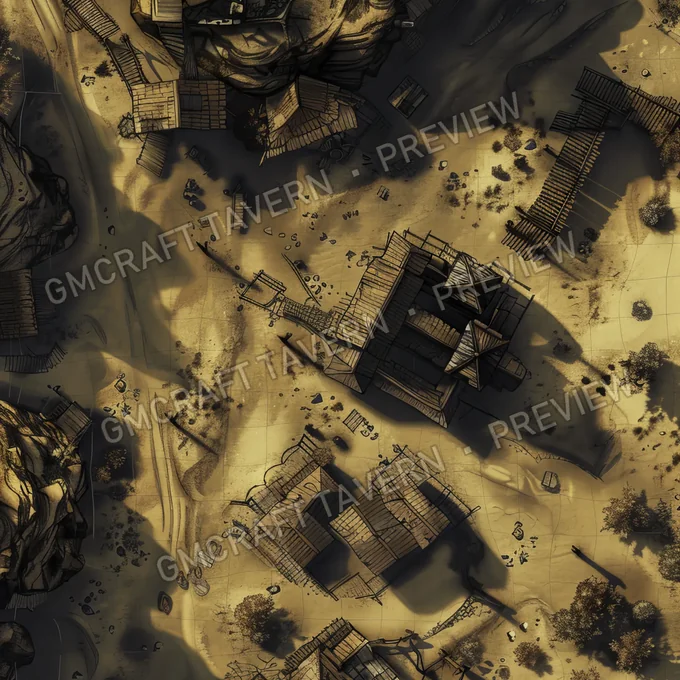 Ghost Town Swallowed By Shifting battlemap preview