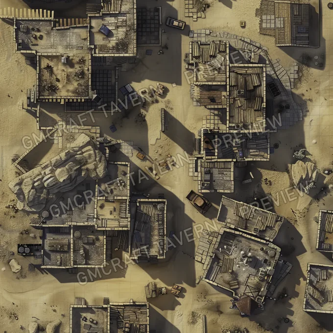 Ghost Town Swallowed By Shifting battlemap preview